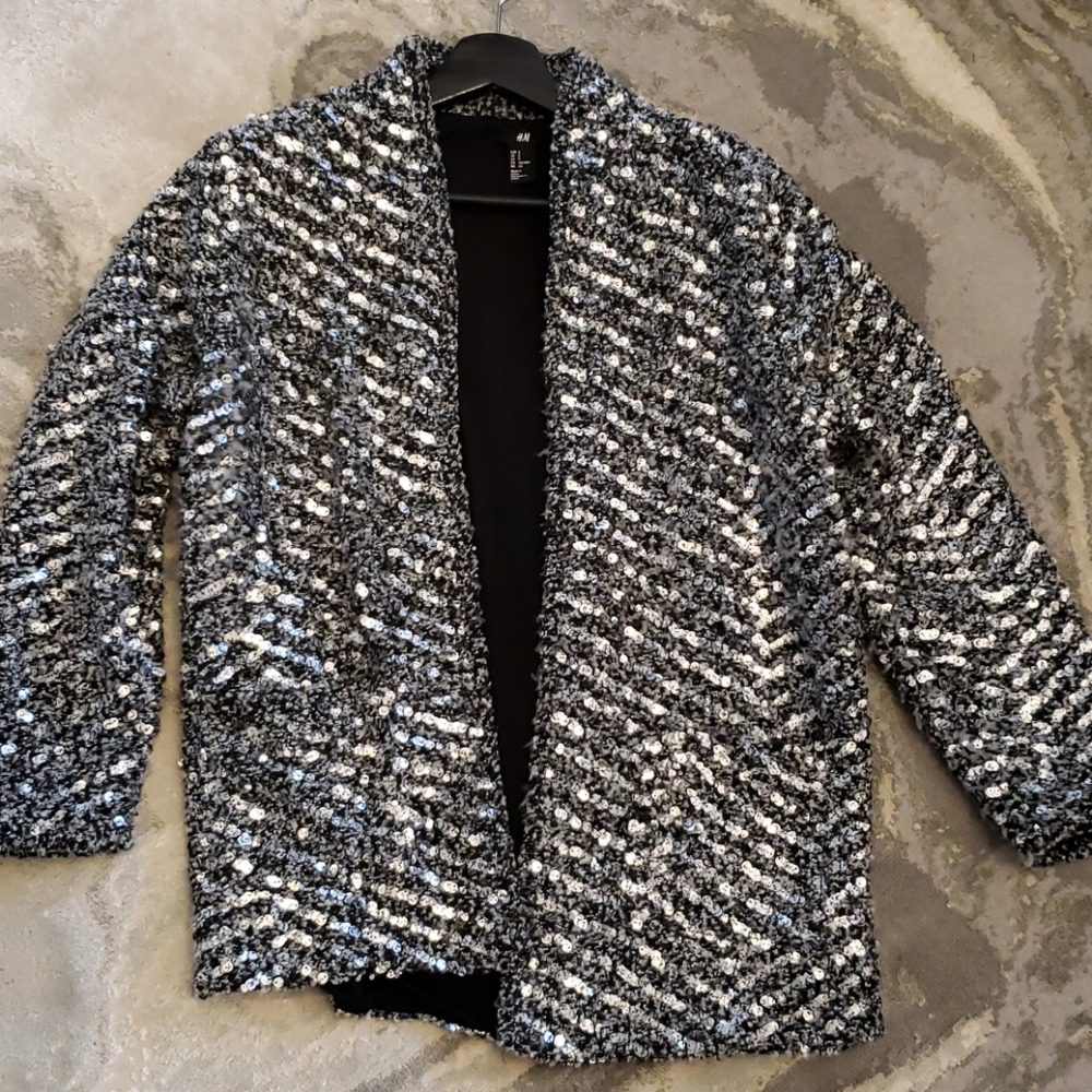 H&M grey cardigan with sequin detail